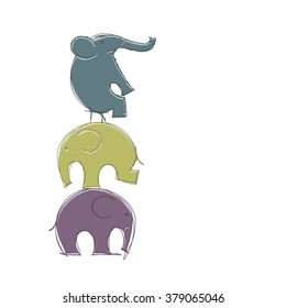 Cute elephants sketch for your design