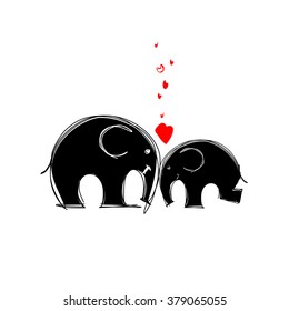 Cute elephants sketch for your design