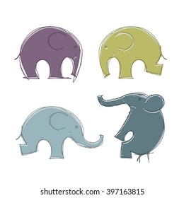 Cute elephants sketch for your design