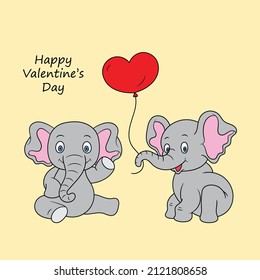 Cute elephants. Valentine's Day. Vector illustration of a cartoon. Would be perfect for fabric, textile, gift wrap, wallpaper, design, background