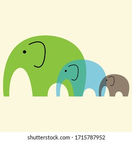 Ilustraciones de Arte Vector Cute Elephants