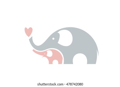 Cute elephants. Vector illustration.