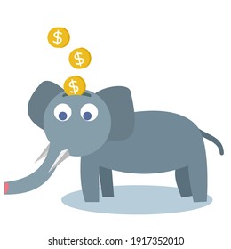 cute elephant-shaped savings. Flat vector cartoon illustration