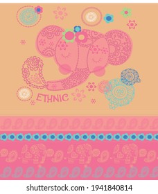 cute elephent etnic graphic vector
