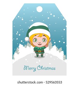 Cute elf with bell tag