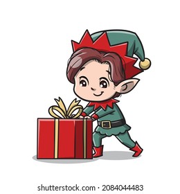 Ilustración de vectores de caracteres de Cute Elf