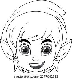 Cute elf cartoon doodle outline illustration