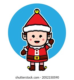 cute elf cartoon vector christmas concept illustration