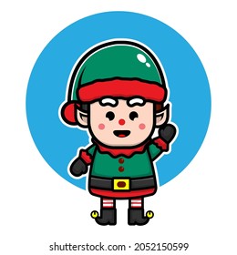 cute elf cartoon vector christmas concept illustration