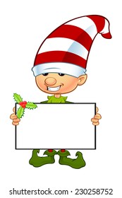 Cute Elf Character - Holding Blank Board