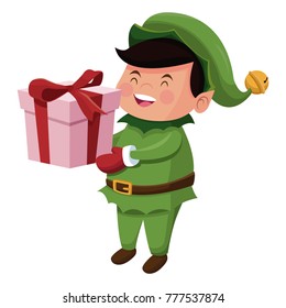 Cute elf christmas cartoon
