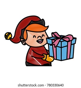 Cute elf christmas cartoon