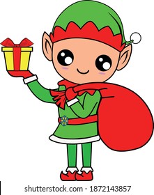 Cute Elf Christmas Elf Sublimation Clipart 