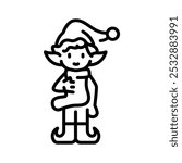 Cute elf color line icon. Vector illustration.Editable stroke.