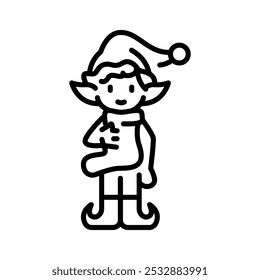 Cute elf color line icon. Vector illustration.Editable stroke.