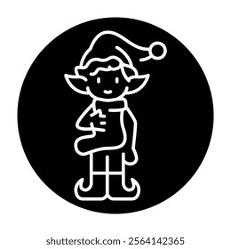 Cute elf color line icon. Vector illustration.Editable stroke.