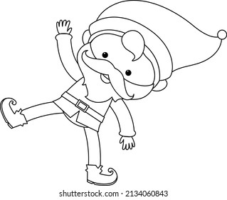 Cute Elf Doodle Outline For Colouring Illustration