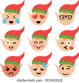 Cute Elf Emoji Emoticon Artwork Funny Christmas Holiday Time