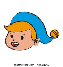Cute elf face christmas cartoon