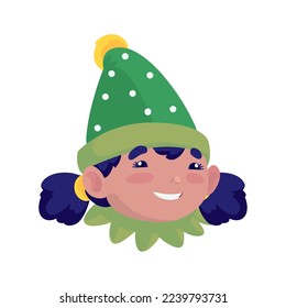 cute elf face over white