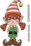Cute elf girl for christmas vector