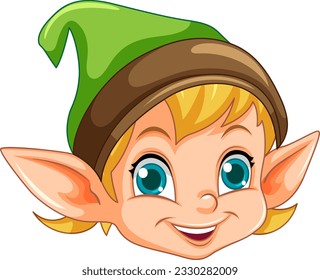 Cute Elf Head Cartoon Character illustration