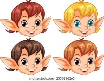 Cute Elf Head Cartoon Character illustration