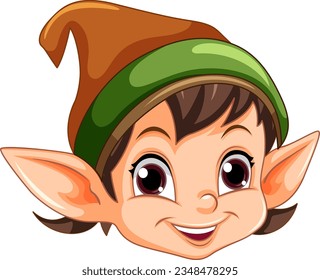 Cute Elf Head Cartoon Character illustration