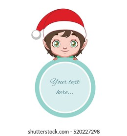 Cute elf holding a circular frame
