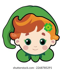 Cute elf, leprechaun, Patrick day clipart, vector illustration