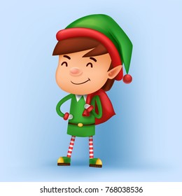 Cute elf. Merry christmas character. Cartoon Character Santa Helper. Vector illustration graphic. use for card design