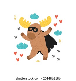 Ilustración vectorial de la caricatura de héroe de corcho. Caracter de animal superhéroe sobre fondo blanco. Arte dibujado a mano por niños.