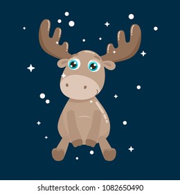 Cute elk vector illustration.  Flat design.