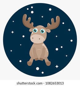 Cute elk vector illustration.  Flat design.