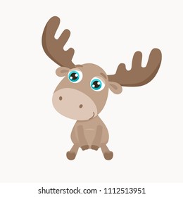 Cute elk vector illustration.  Flat design.