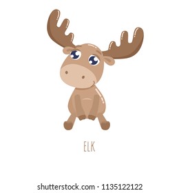 Cute elk vector illustration.  Flat design.