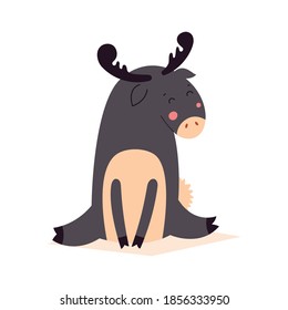Cute elk. Vector illustration on white isolated background.