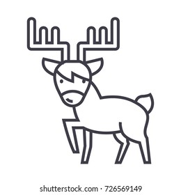 cute elk vector line icon, sign, illustration on background, editable strokes