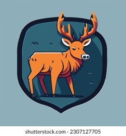 Cute Elk Vector Logo Icon Sports Mascot flat vector illustration