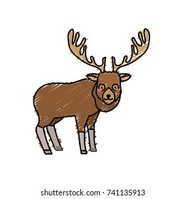 cute elk wild animal icon