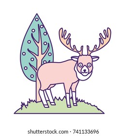 cute elk wild animal next to tree