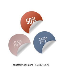 Cute Ellipse Sticker Label with Curl Effect