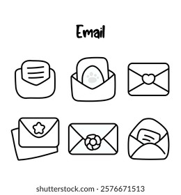 cute email icon vector design black white