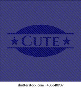 Cute emblem with jean texture
