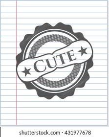 Cute emblem with pencil effect