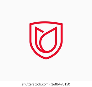 Cute emblem with rose flower in shield. Design perfect for fashion, Jewelry, Beauty Salon, Cosmetics, Spa, Hotel.