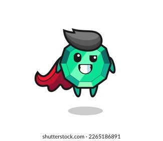 the cute emerald gemstone character as a flying superhero , cute style design for t shirt, sticker, logo element