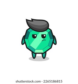 personaje de piedra de esmeralda lindo con expresión sospechosa, diseño de estilo lindo para camiseta, pegatina, elemento logo