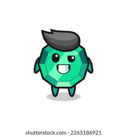 cute emerald gemstone mascot with an optimistic face , cute style design for t shirt, sticker, logo element