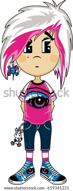 Cute Emo Punk Girl Stock Vector Royalty Free 619341221 Shutterstock